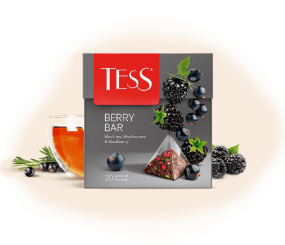 Ejevika va qora smorodinali qora choy TESS Berry Bar piramidalarda 20pcs. rasm